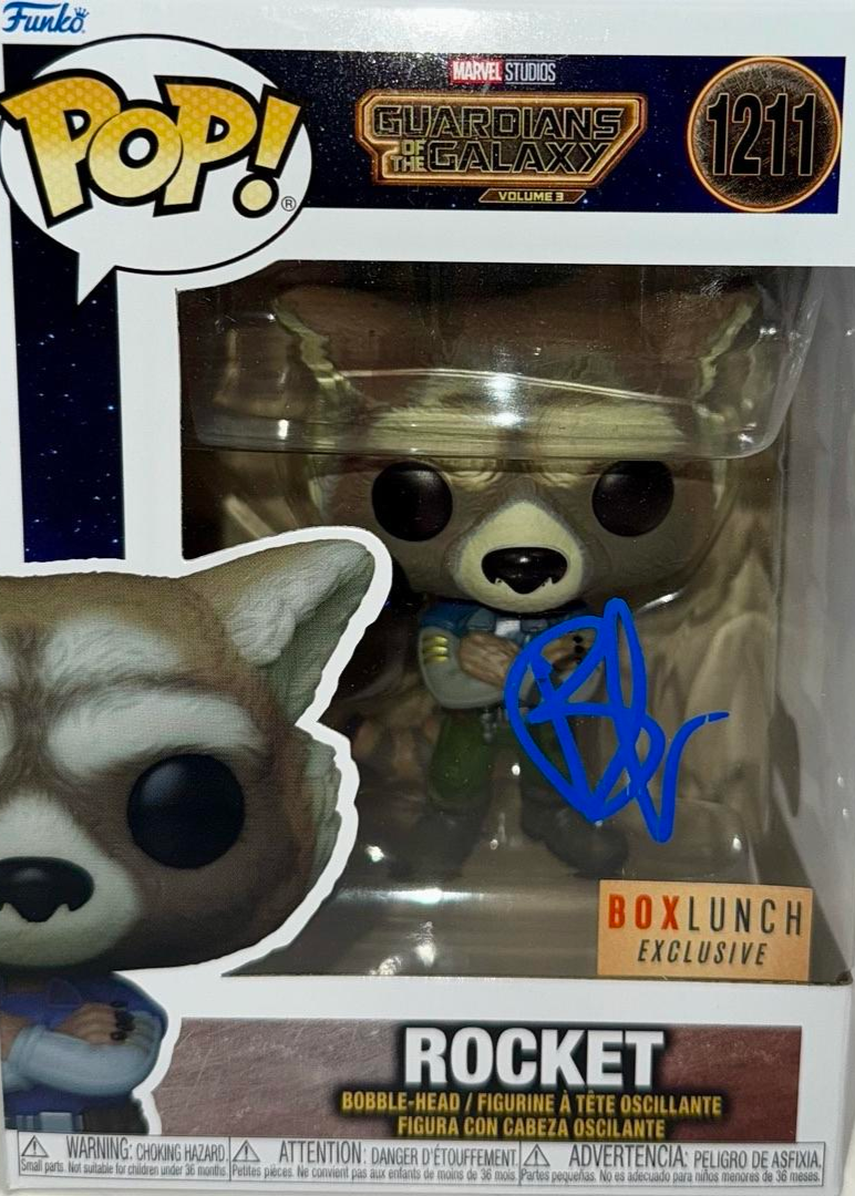 Bradley Cooper Exclusive Signed Funko Pop #1211 "Rocket Raccoon" (GOTG) - Beckett COA #06